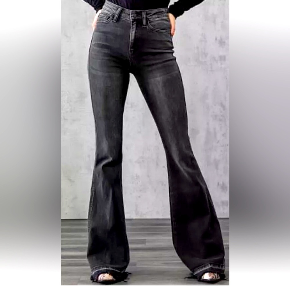 Buckle Bridge By Gly Distressed Black Flare Jeans Women’s Size 32 X 35